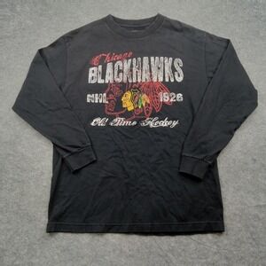 Chicago Blackhawks Shirt Mens Medium NHL Hockey Long Sleeve Old‎ Time Hockey